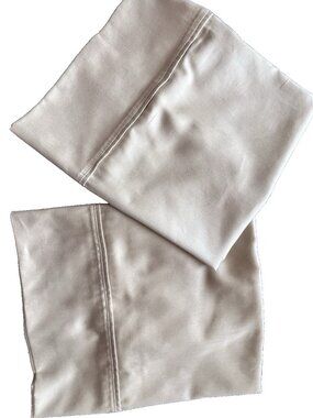 QUEEN Standard Pair Pillowcases Ecru Tan 100% Cotton 300TC Pure Earth PRISTINE